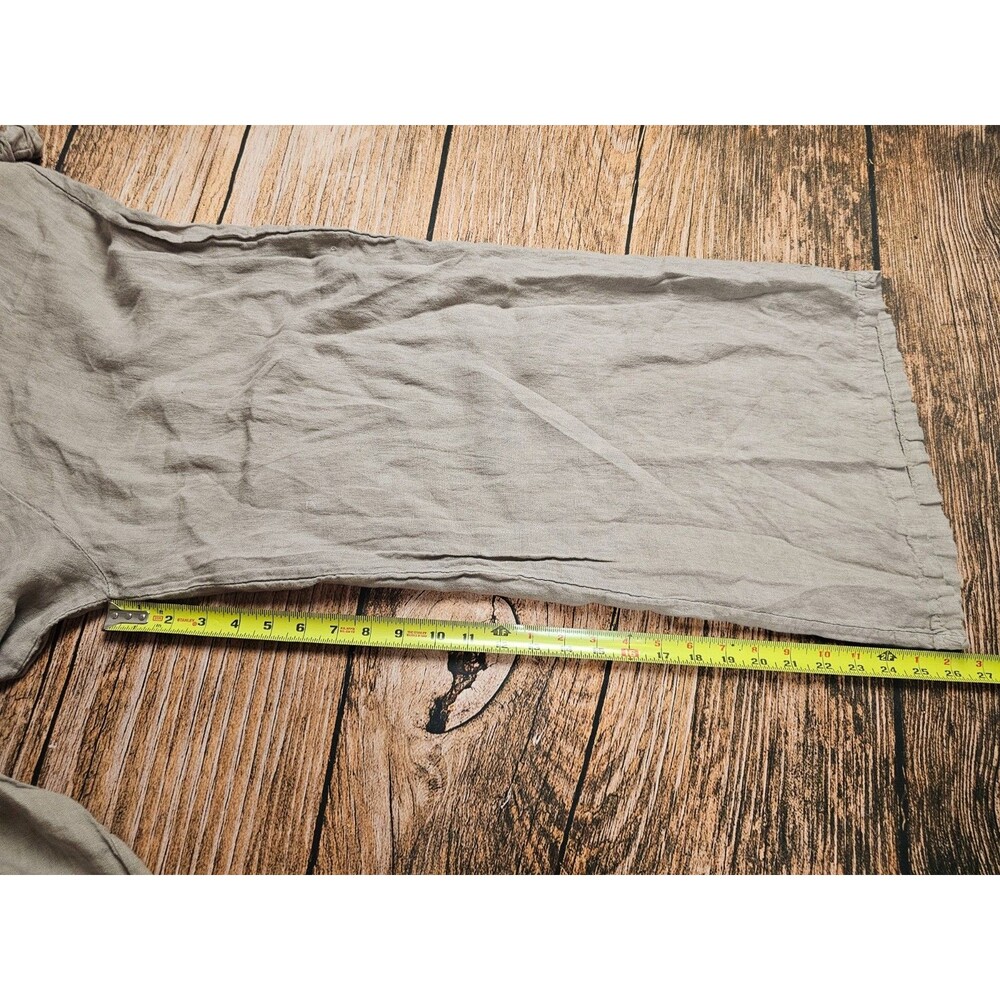 Linen Jumpsuit Casual Loose Wide Leg Pants Overalls Pull On Grayish Brown L/XL - Picture 6 of 10